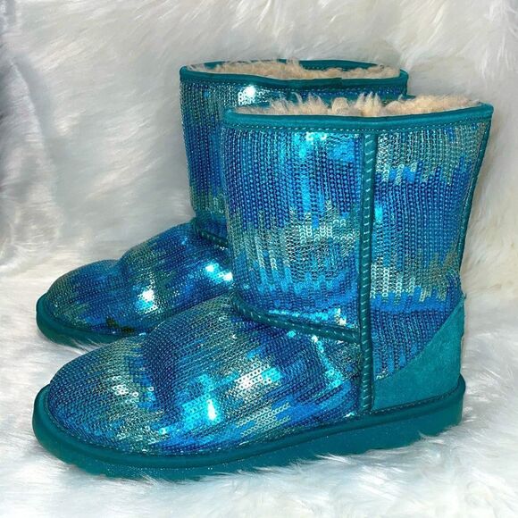 UGG silver and blue sequin winter boots size 5 - Picture 3 of 12